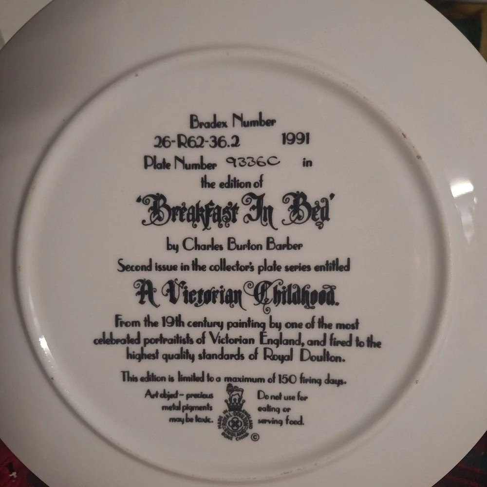 Royal Doulton Breakfast In Bed Plate Charles Burton Barber Victorian Childhood